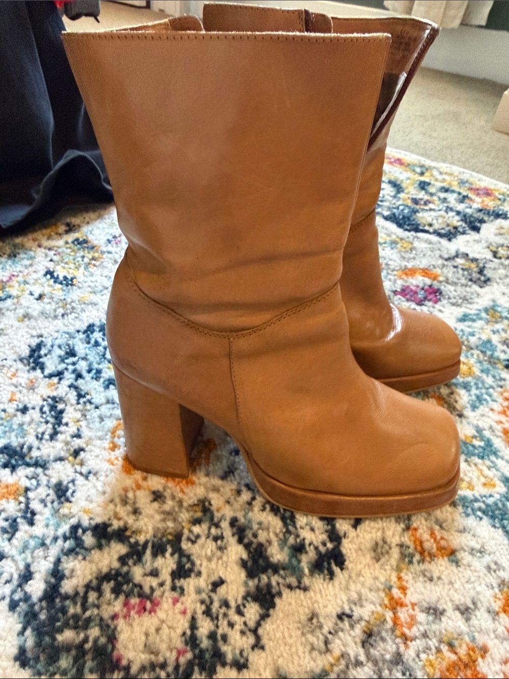 Free people Diba TrueTan Leather Platform Block Heel Boots - Women